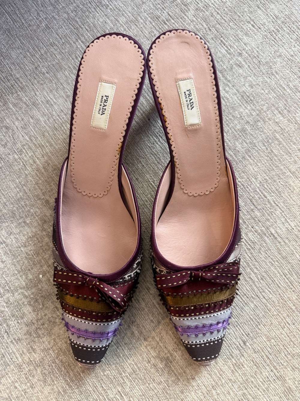Very Rare Vintage Prada Silk Ribbon Kitten Heels - Picture 2 of 5